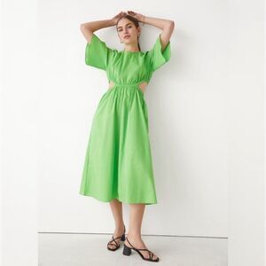 New & Other Stories Green Cut-Out Midi Dress‎ Size 8